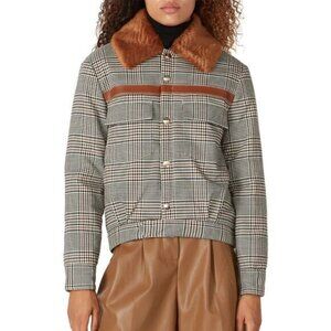 STAUD Plaid Jacket with Brown Accents